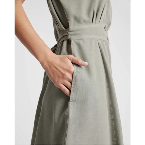 Quince Vintage Wash Tencel Button Front Dress Sage Green - Picture 2 of 10